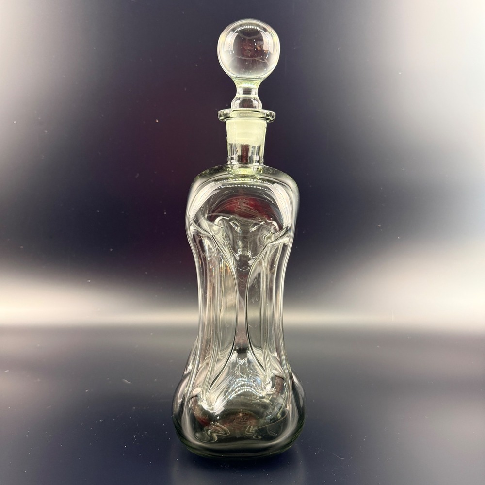Holmegaard‎ Kluk Kluk Decanter Large Smoke Gray Glass Ball Stopper